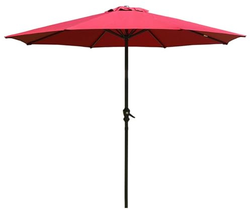 Ombrellone da Giardino 2,70 M, Parasole da Esterno, con Manovella E 8 Stecche in Metallo, per Mercato/Cortile/terrazza(Red)