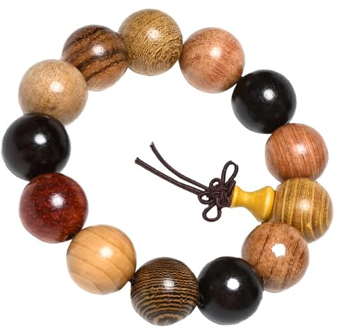 Buddha Perle Bracciale Perle in Legno per Uomini Donne 15pcs Puro Gioielli a Mano di Sandalo Naturale