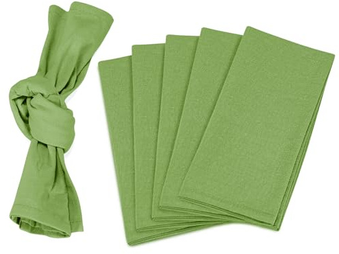 LUKDUNG 6 Stück Servietten, Baumwoll Servietten 40 x 40 cm, Wiederverwendbare Mullservietten für Party Hochzeiten Zuhause Brautpartys Tischdekorationen, Grün