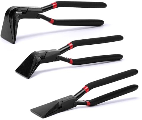 MIXPOWER 3-Piece Folding Pliers Set, Straight [0°], [45°] and [90°], Carbon Steel Black Burnished
