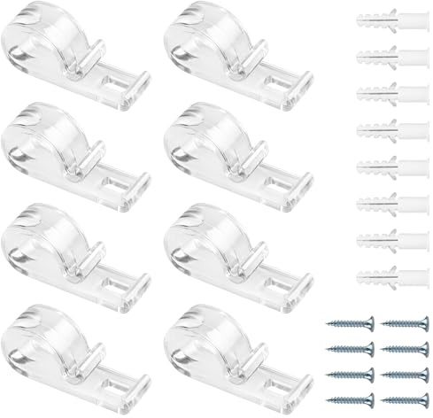 OIHCAZ 8 Pack Clear Plastic Roman Blind P Clips for Child Safety, Roller Blinds Chain Cord Clips Set Fits Vertical Roman Roller Blinds & Curtains Child Safety P-Clips for Cord Control