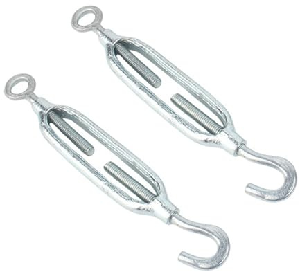M12 Galvanized Turnbuckles Adjustable Wire Rope Tensioner Heavy Duty Turnbuckle for Cable Wire Rope Tension, Sun Shade, Tent Installation(M12-eye-hook(2pcs))