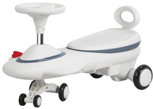 ROSEEONNE Auto oscillante Auto elettrica oscillante con Pedali Giocattolo for Bambini dai 3 Anni in su, 2 in 1, con Ruote in PU Lampeggianti e Luce Musicale. Auto oscillante Bambini(Beige)
