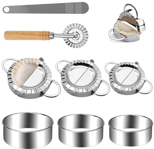 Dulynva 8 Pièces Ravioli Machine Moule à Dumplings Maker et Ravioli Cutter Kit Acier Inoxydable Ustensiles de Cuisine Gyoza Accessoires de Cuisine pour Wraps Tartes Boulettes Gyozas