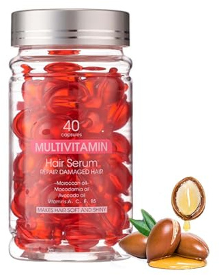 Sleep Serum Hair Oil Capsules, 40 PCS Hair Vitamin Serum Capsules, Hair Repair and Care, Improves Dryness and Frizz, Hair Break Repair Essential Oil (E)