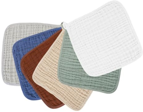 HEMOTON Paños para Eructar Bebés 6 Piezas de Algodón 100% 6 Capas de Gasa Absorbente Toallitas Suaves para Recién Nacidos Colores Variados para Uso Múltiple como Paños para Sudor y