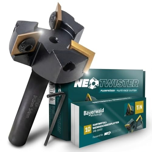 Bayerwald NeoTwister Profi-Fräser-Set Ø 35 mm inkl. 10 Premium Ersatzmesser – Planfräser & Nutfräser für Holz, Sperrholz & Spanplatten – TiN-beschichtete Hartmetall-Klingen – Präzise Holzbearbeitung &