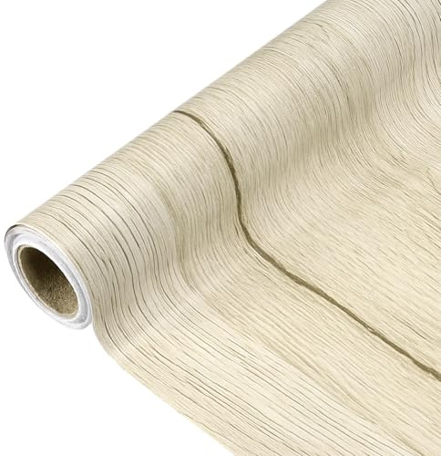 QUARKZMAN Papel De Contacto Con Textura De Madera 23.6x118 Papel Tapiz Autoadhesivo Impermeable Para Cubiertas De Cocina Baño Y Gabinetes, Beige Claro
