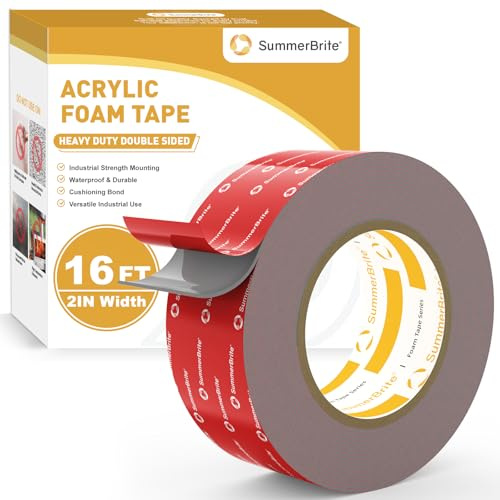 Summerbrite Nastro Biadesivo Extra Forte-50mm x 5m Nastro Adesione di Montaggio Nastro Biadesivo acrilico Impermeabile e Termoresistente Per Veicoli Strisce LED e Decorazioni per Ufficio&Casa