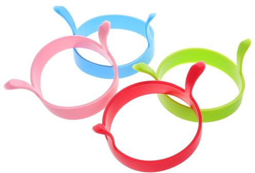 YARNOW Moldes de Silicona para Huevos Fritos Redondos con Doble Asa, Antiadherentes y Fáciles de Usar, Pack de 4 Piezas para Desayuno y Cocina