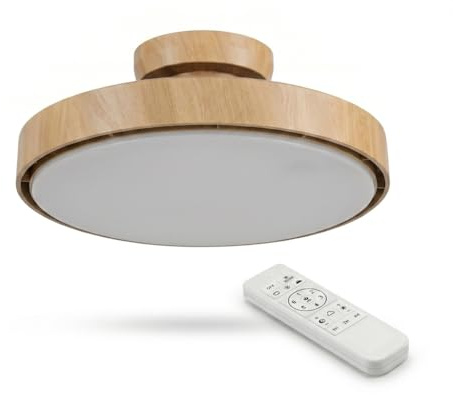 azorex Ventilador de techo sin aspas 56W silencioso con luz LED regulable | Motor DC 6 velocidades | 2 luces | Mando a distancia | Temporizador | Modo invierno/verano | 50 cm (Madera Clara)