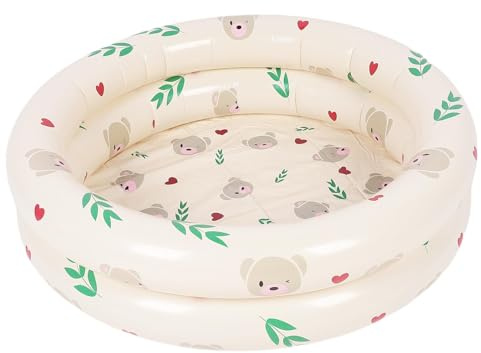 Pataugeoire pour Enfants, Piscine Gonflable, en PVC épaissi et Pliable, adaptée aux Jardins et aux arrière-Cours (Ours Beige)