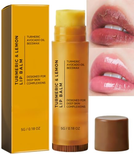 Lemon Turmeric Lip Balm & Scrub Exfoliator,Lip Lightening for Dark Lips