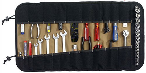 Toolpack 0 Funda Enrollable Bolsillo 22 Compartimentos para Herramientas 67 x 36 cm, Negro