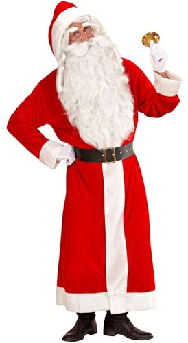 W WIDMANN MILANO Party Fashion – Kostym lyx jultomte, set med kappa med huva och bälte, utklädnad för män, jul, jultomten, julafton, karneval