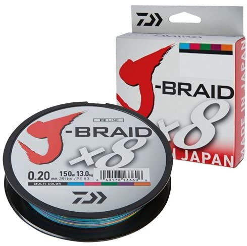 Daiwa J-Braid 8 Braid 0.06mm 150m Multicolour - geflochtene Angelschnur