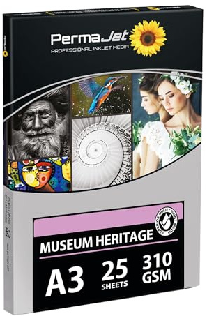 PermaJet Museum Heritage 310 | A3 25 Sheets | Inkjet Textured Matt Fine Art Photo Paper