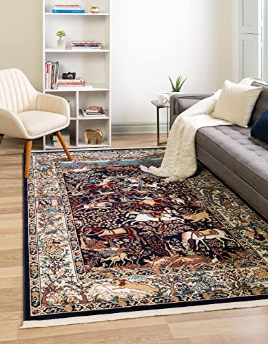 Unique Loom Narenj Collection Area Rug - Birmingham (7' 10 x 10' Rectangle, Navy Blue/ Blue)