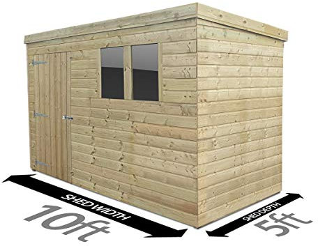 Total 10ft x 5ft Pent Garden Timber Shed