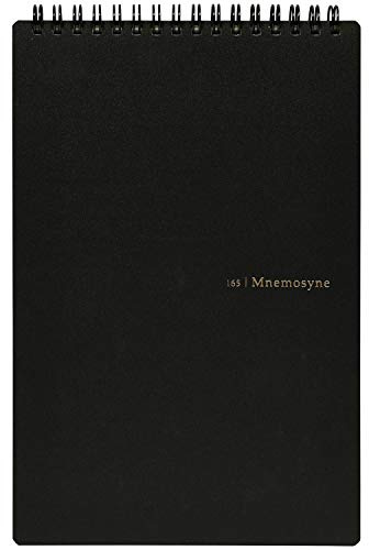 Maruman MNEMOSYNE Notebook 9.06 x 5.83 Inches (Vertical A5), 5mm-squared, Double-sided, 70 Sheets (N165),BLACK