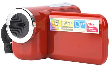 Tosuny Videocámara, 16X HD1080 * 720 2 Pulgadas TFT LCD Sceen Cámara de Video Digital La videocámara admite fotografía y Video para Ciclismo, Escalada y Carrera cumpleaños(Rojo)