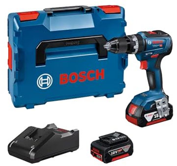 Bosch Professional 18V System perceuse-visseuse à percussion sans-fil GSB 18V-55 (couple 55 Nm, 2 batteries de 4,0 Ah, chargeur GAL 18V-40, dans L-BOXX 136)