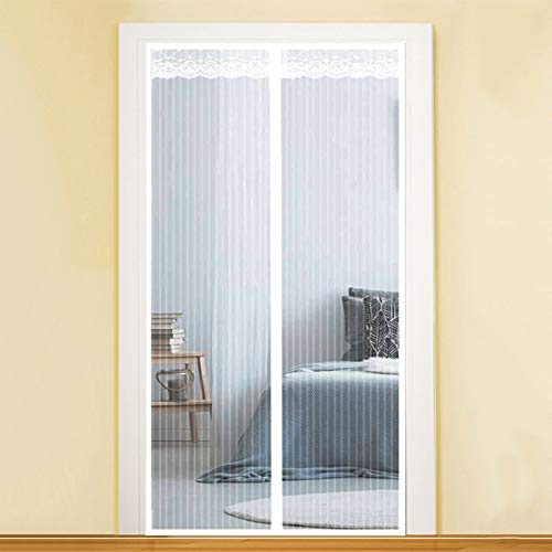 GUOGAI Moustiquaire Porte Fenetre Magnetique, 80x220cm(31x87inch) Rideau de Porte Moustiquaire de Porte Anti Insecte Mouche Moustique pour Porte d Entrée Intérieur/Patio, Blanc