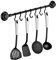 MaxHold No-Drilling/Suction Cup Utensil Rack with 7 Hooks - Vaccum System - Stainless Steel Never Rust -Black - for Bathroom & Kitchen
