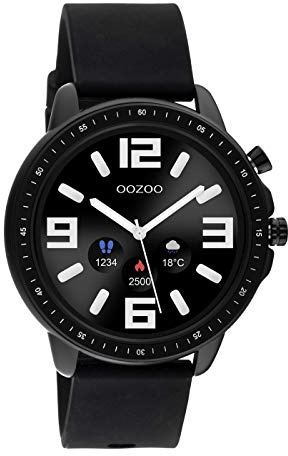 Oozoo - Smartwatch Unisex inkl. Silikonband 45mm | Blutdruck- und Blutsauerstoffmonitor | Fitnesstracker mit Herzfrequenzmesser | Wählbare Zifferblätter | Schlaftracker