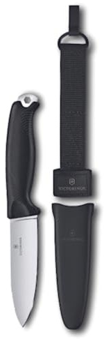 Victorinox Taschenmesser Venture, 5 Funktionen, Swiss Made, Feststehendes Outdoor Messer Inkl. 10,5 cm Klinge und Sechskantloch, Full Tang, Schwarz