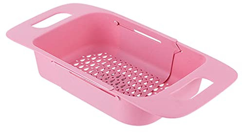 Cabilock Escurridor De Fregadero Telescópico Drying Rack Cesta de Drenaje de Y Colador Plegable Colador Ajustable El Fregadero Las Escurren La Cesta Rosa Escurreplatos Plegable