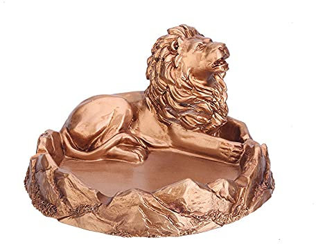Aschenbecher,Multifunktionaler kreativer Retro-Aschenbecher im europäischen Stil, Wohnzimmer-Teetisch aus Harz, Heimtextilien-Löwe ​​Gold