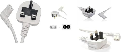 Mr.Gadget Solutions - Cable de alimentación de 3 m de largo compatible con Samsung 4k UHD TV Fig 8 2 pines en ángulo, color blanco