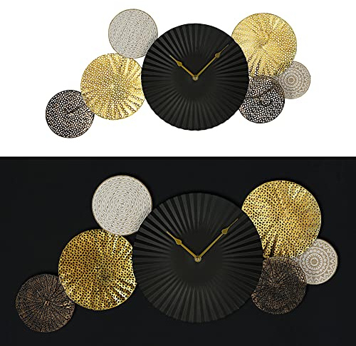 Cepewa Wanduhr Skulptur │ Metall 64x30,5cm batteriebetrieben │ Dekouhr Wanddekoration Metall-Wanduhr