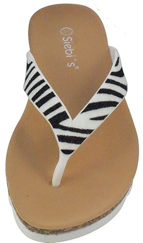 Siebi's Damen Luxus Strandschuhe Kenia Flip Zehengreifer: Größe: 40 | Farbe: Zebra