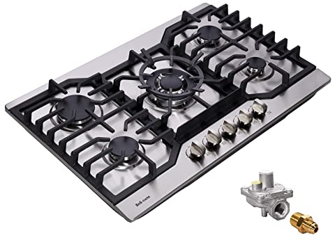 30 Inch Gas Cooktop, Stainless Steel Built-in 5 Burners Gas Stovetop LPG/NG Convertible Gas Stove Top Dual Fuel Gas Hob DM527-05