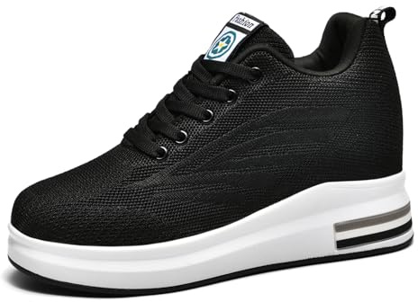 AONEGOLD Damsneakers, kilklack, sportskor, löparskor, sneakers, löpning, fitness, fritidsskor, utomhus, bekväma, ventilerande skor, Svart 2301, 38 EU