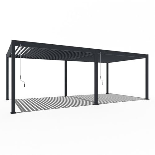 Pavillon Pergola 3,6x7,2m Terassenüberdachung freistehend mit Lamellendach verstellbar Gartenpavillon Hardtop wasserdicht stabil Winterfest Voll-Aluminium Grillpavillon Weide Deluxe Anthrazit