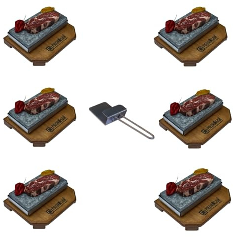 Piedrasar Piedra Volcánica para Asar Carne Promo 6 unidades 10x20 personalizadas PC- Piedra para Cocinar de 10x20 cm, apat para horno, barbacoa, fuego directo y vitro