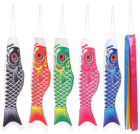 Cabilock 6St japanischer Karpfen-Windsack hängende Hofdekoration japanische Kunst Ideas Randbereich Flaggen Outdoor-Windsack Fisch- Japanischer Stil Anhänger Laterne Leitfahne