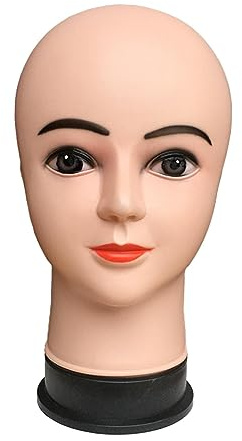 harayaa Tête de Mannequin Chauve Femme Mannequin Tête de Perruque pour La Fabrication de Perruques de Lunettes