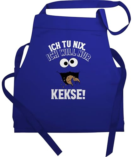 Shirtracer - Schürze Geschenk - Karneval & Fasching - Erwachsene - Ich tu nix Ich will nur Kekse I Krümelmonster I Keksmonster I Cookie Monster I Keks