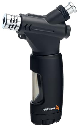 Accendino Firebird Caliber - Accendino Ricaricabile con Gas butano (per sicurezza non incluso) - Grande rotella regolazione fiamma - Serbatoio capiente - Finestra livello gas - Facile accensione.