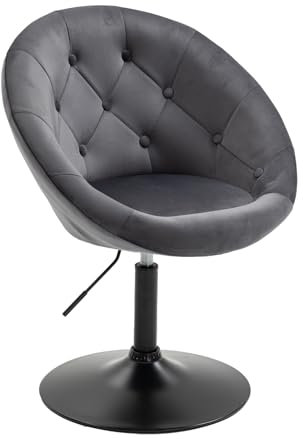 SVITA Havanna Cocktail-Sessel Lounge Clubsessel Drehsessel Samt-Optik glänzend Retro Barhocker Dunkelgrau