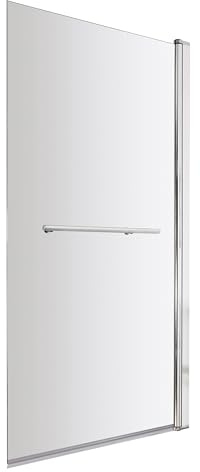 Balterley 790 x 1435mm Bath Shower Screen, Rectangular Shower Screens for Baths, 6mm Chrome Toughened Safety Bath Door Screen with Towel Rail, 180° Pivot Reversible Door Screens for Baths (Chrome)
