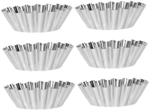 ABOOFAN 6pcs Egg Tart Molds Cupcake Cups Stainless Steel Tartlet Molds for Baking Random Style