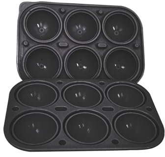 Mini Ice Cube Trays, Silicone Ice Ball Maker 6 Sphere Ice Cube Moulds for Freezer, Whisky, Cocktails, Drinks - Black