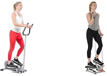 Sunny Health & Fitness Advanced Twist Stepper Machine, Portable Mini Stair Stepper, Resistance Bands + Magnetic Underdesk/Standing Portable Ellittical Machine