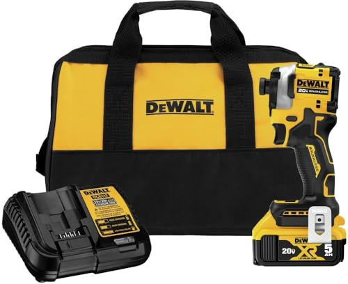 DEWALT DCF850P1R 20V MAX ATOMIC Lithium-Ion Brushless 3-Speed 1/4 in. Cordless Impact Driver Kit (5 Ah) (Renewed)