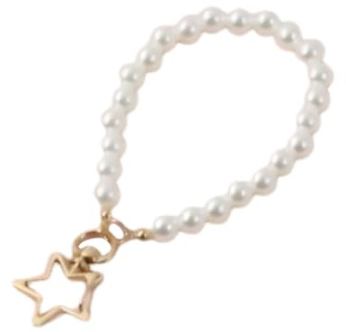 Zeayebsr 1pcs Cadena para teléfono móvil Universal, Colgante para teléfono móvil, Correa de Mano, Compatible con Cualquier teléfono móvil, Smartphone y Funda ，Perlas Blancas de